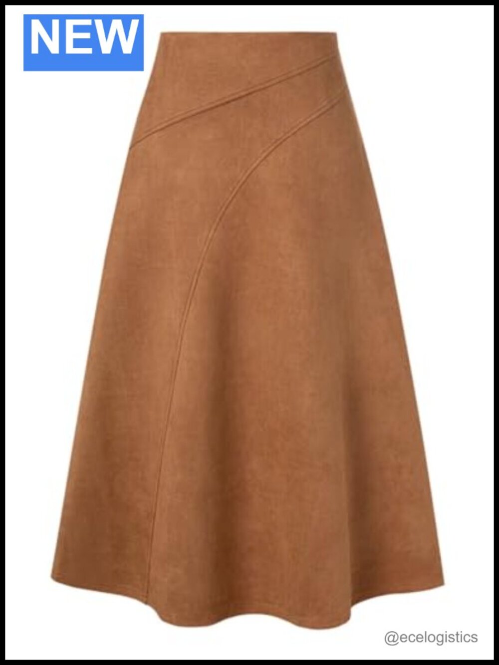 Women's High Waist A-Line Suede Midi Skirt Fall Winter